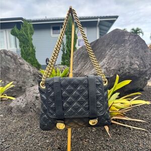 Marc Jacobs Made in Italy Black Quilted Leather Chain Shoulder Bag Gold Hardware